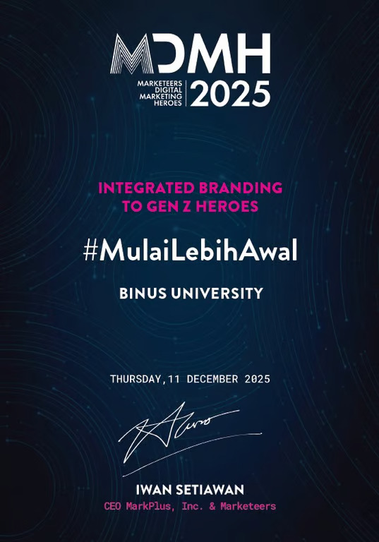 BINUS UNIVERSITY Raih Penghargaan Marketeers Digital Marketing Heroes 2025 melalui Kampanye MulaiLebihAwal